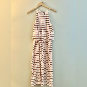 Zara Trafaluc Red and White Stripped Maxi Dress